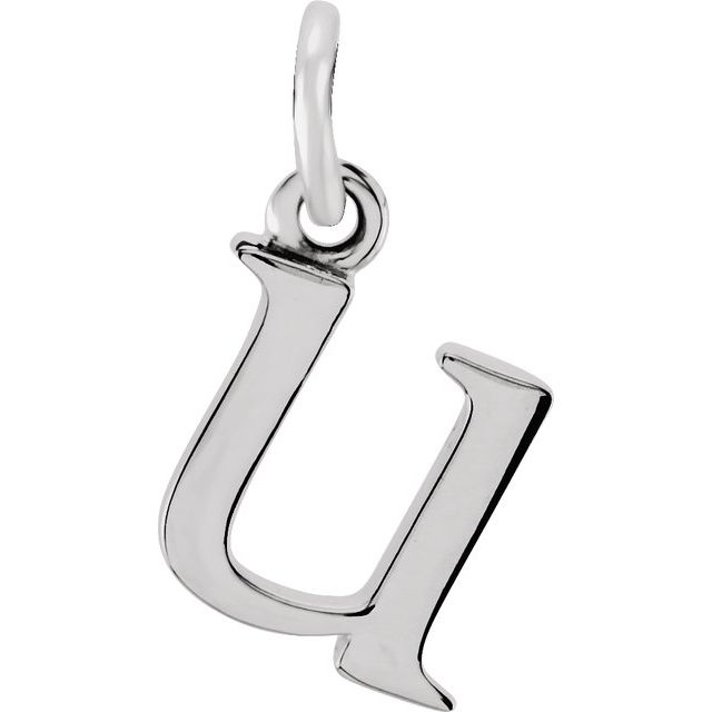 Sterling silver Lowercase U Initial Charm variant--U variant--Sterling-silver variant--14K-white-gold