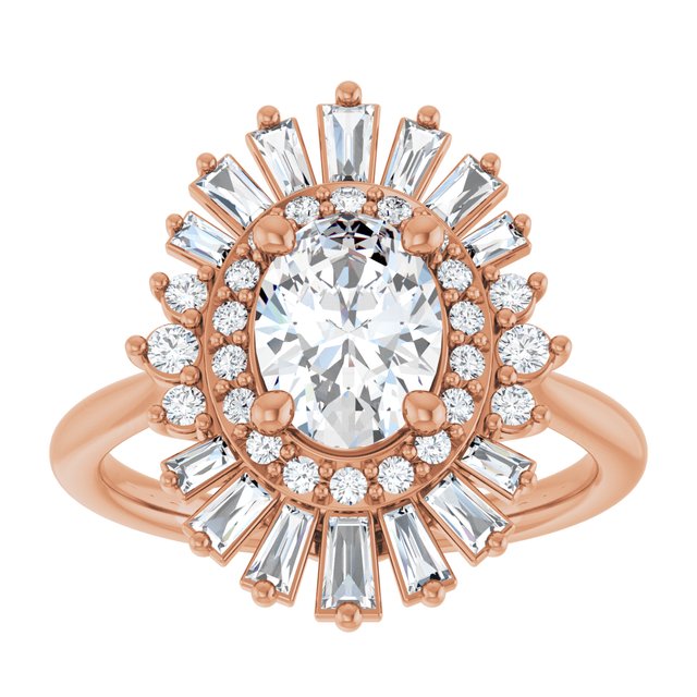 14K Rose 8x6 mm Oval .75CTW Natural Diamond Semi-Set Halo-Style Engagement Ring variant--Oval variant--1CT variant--14K-yellow-gold
