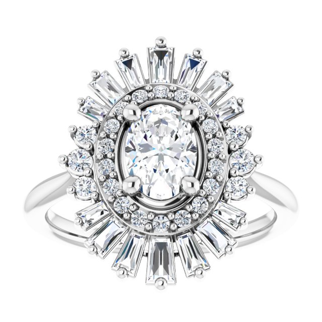 14K White 7x5 mm Oval .75CTW Natural Diamond Semi-Set Halo-Style Engagement Ring/2-CT variant--.5CT variant--Oval variant--.5CT variant--14K-rose-gold
