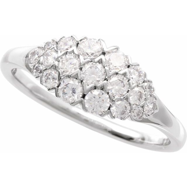 14K white gold diamond cluster ring