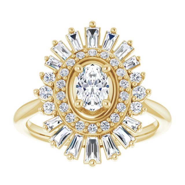 14K Yellow 6x4 mm Oval .75CTW Natural Diamond Semi-Set Halo-Style Engagement Ring/2-CT variant--.5CT variant--Oval variant--.5CT variant--14K-white-gold