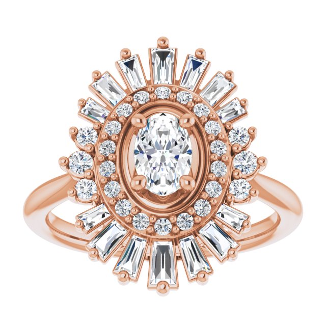 14K Rose 6x4 mm Oval .75CTW Natural Diamond Semi-Set Halo-Style Engagement Ring/2-CT variant--.5CT variant--Oval variant--.5CT variant--14K-yellow-gold