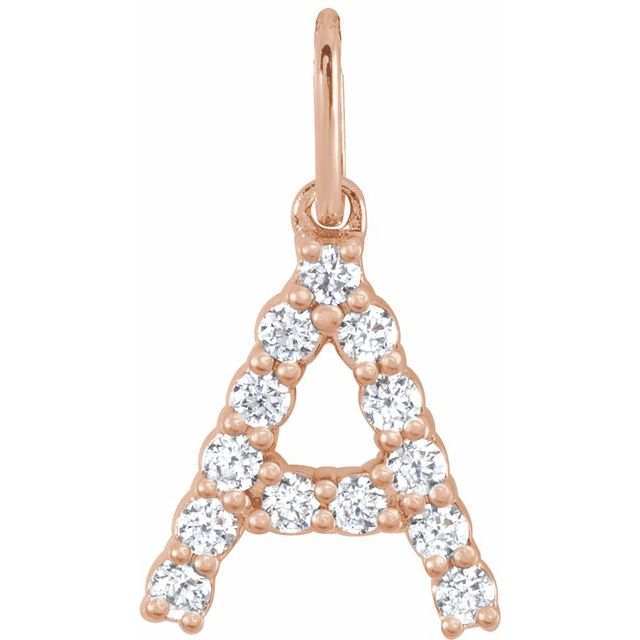 Diamond initial charm in 14K rose gold variant--A variant--14K-rose-gold