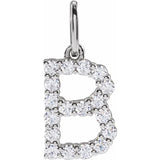 White gold diamond letter charm variant--B variant--14K-white-gold