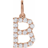 Rose gold diamond letter charm variant--B variant--14K-rose-gold