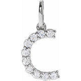 Modern diamond initial charm in white gold variant--C variant--14K-white-gold