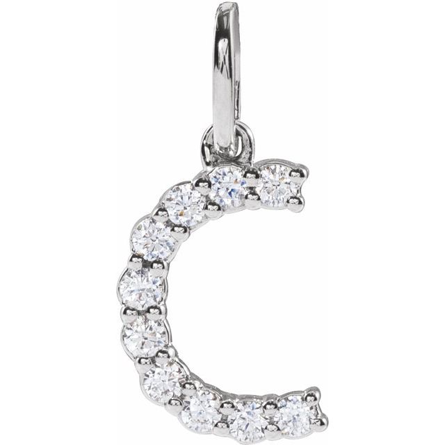 Modern diamond initial charm in white gold variant--C variant--14K-white-gold