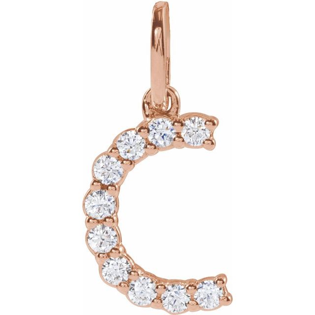 Soft rose gold diamond initial charm variant--C variant--14K-rose-gold