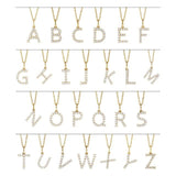 Yellow gold diamond initial necklaces with pavé diamonds