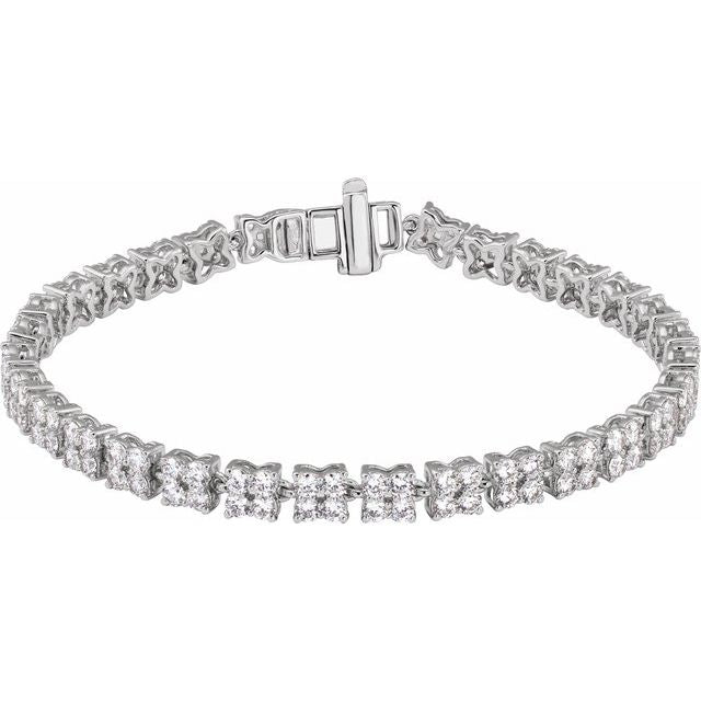 Vintage diamond tennis bracelet in 14K gold, showing diamond detail white gold variant--14K-white-gold