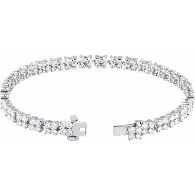Vintage diamond tennis bracelet in 14K gold, clasp detail white gold variant--14K-white-gold