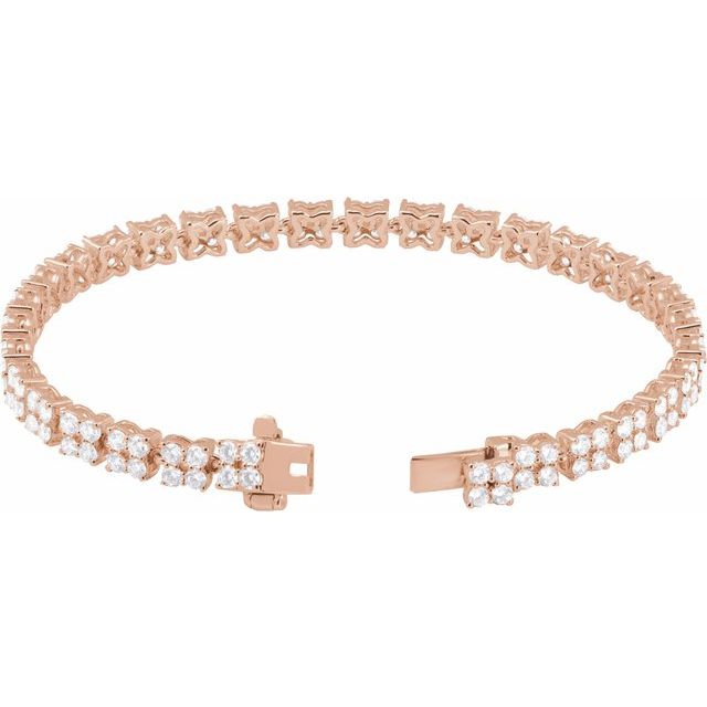 Vintage diamond tennis bracelet in 14K gold, front view rose gold variant--14K-rose-gold