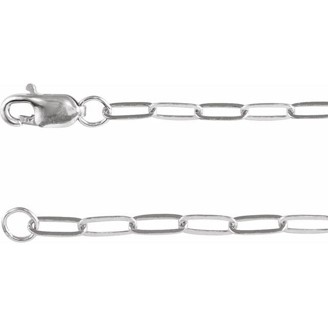 Sterling Silver 2.1 mm Paperclip-Style 24" Chain.25in.25in variant--Sterling-silver variant--7.25in variant--14K-white-gold