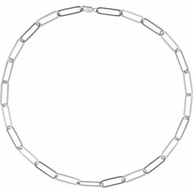 Large paper-clip chain in sterling silver, 20-inch necklace silver variant--Sterling-silver variant--16in variant--18in variant--20in variant--7in