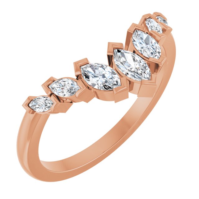 Marquise diamond contour band in 14K gold, close-up of graduated stones variant--14K-rose-gold variant--Diamond-Lab variant--Diamond-Nat