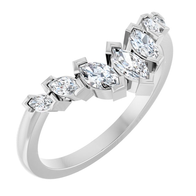 Marquise diamond contour band in 14K white gold with lab-created diamonds variant--14K-white-gold variant--Diamond-Lab variant--Diamond-Nat variant--Platinum