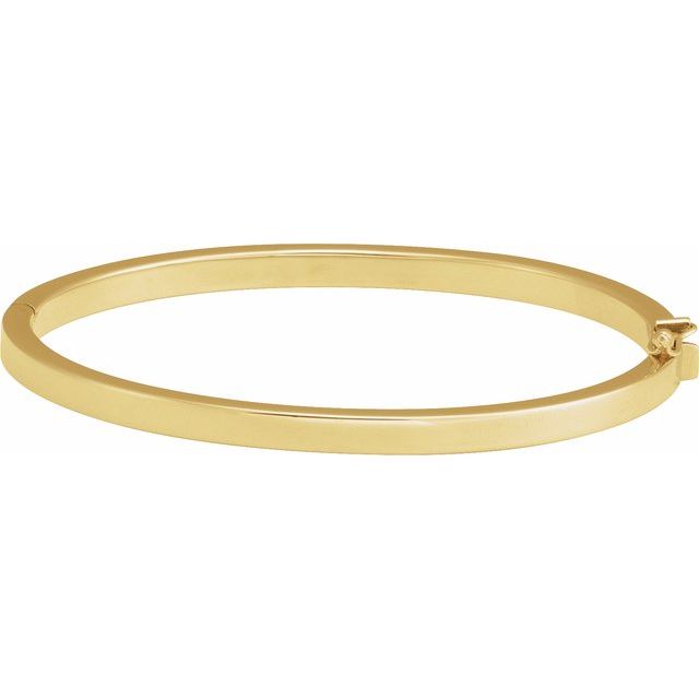 Hinged bangle bracelet, hinge closure detail yellow gold variant--14K-yellow-gold variant--4mm