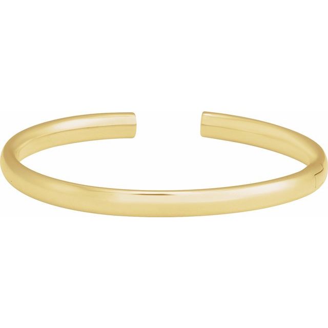 Round hinged cuff in 14K white gold, front view yellow gold variant--14K-yellow-gold variant--5mm