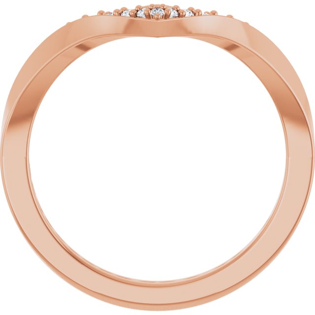 Side View of Curved Diamond Contour Band in Rose Gold