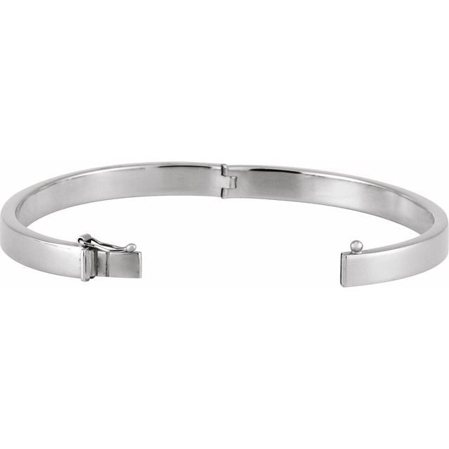 Sterling Silver 6 mm Tube Hinged Bangle 7" Bracelet white gold Silver variant--14K-white-gold variant--5mm variant--Sterling-Silver