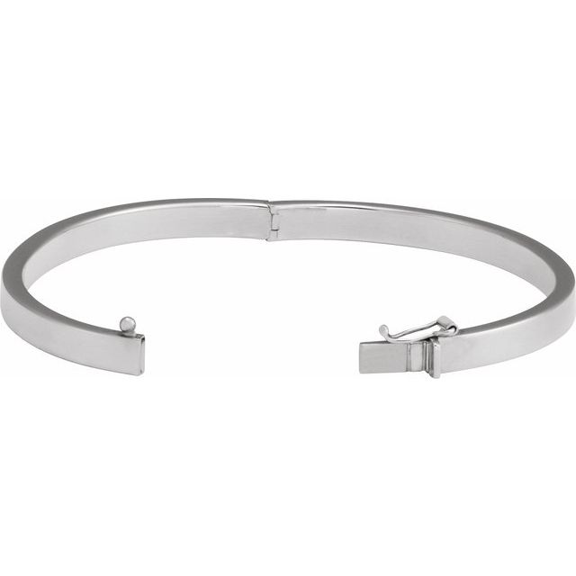 Sterling Silver 5 mm Tube Hinged Bangle 7" Bracelet white gold Silver variant--14K-white-gold variant--4mm variant--Sterling-Silver