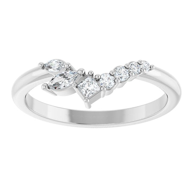 Diamond Wave Band in White Gold variant--14K-white-gold variant--Diamond-Nat variant--Diamond-Lab variant--Platinum