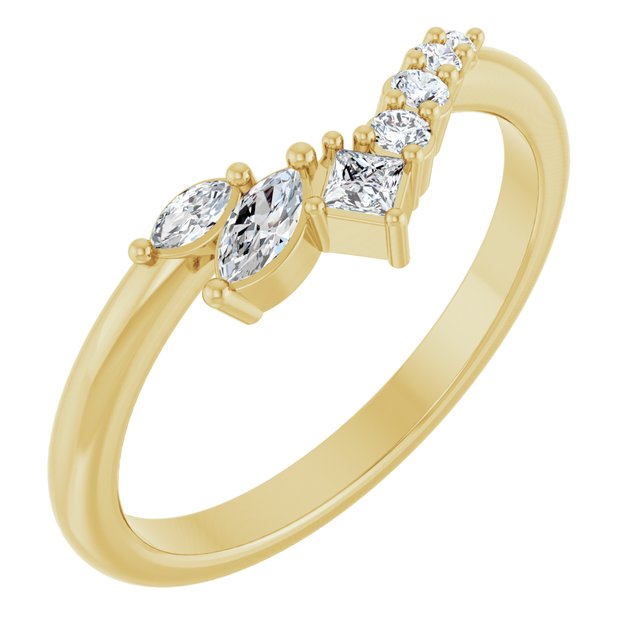 14K yellow gold diamond wave band with natural diamonds variant--14K-yellow-gold variant--Diamond-Nat variant--Diamond-Lab