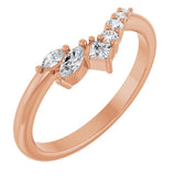 14K rose gold diamond wave band with natural diamonds variant--14K-rose-gold variant--Diamond-Nat variant--Diamond-Lab