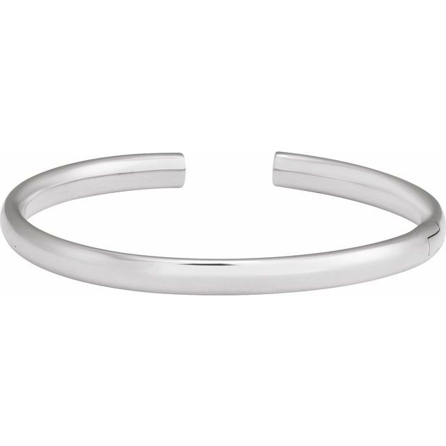 Round cuff bracelet in 14K gold, angled view white gold Silver variant--14K-white-gold variant--5mm variant--Sterling-Silver