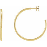 Sterling silver hoop earrings showing friction back closure variant--14K-yellow-gold variant--35mm variant--45mm