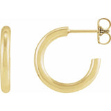 Sterling silver post hoop earrings, front view variant--14K-yellow-gold variant--13mm