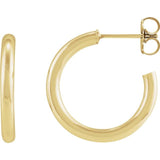 14K yellow gold hoop earring close-up showing polished finish variant--14K-yellow-gold variant--20mm