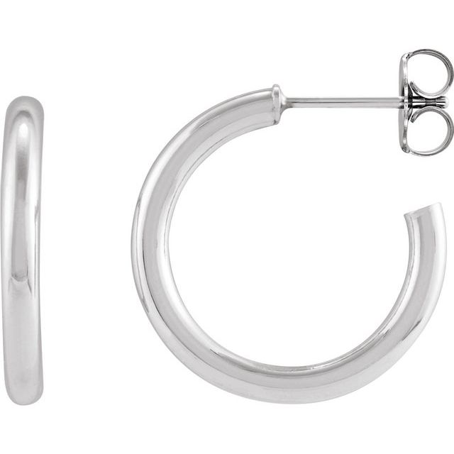 Gold hoop earring pair laying flat showing full circle variant--14K-white-gold variant--20mm variant--Sterling-silver