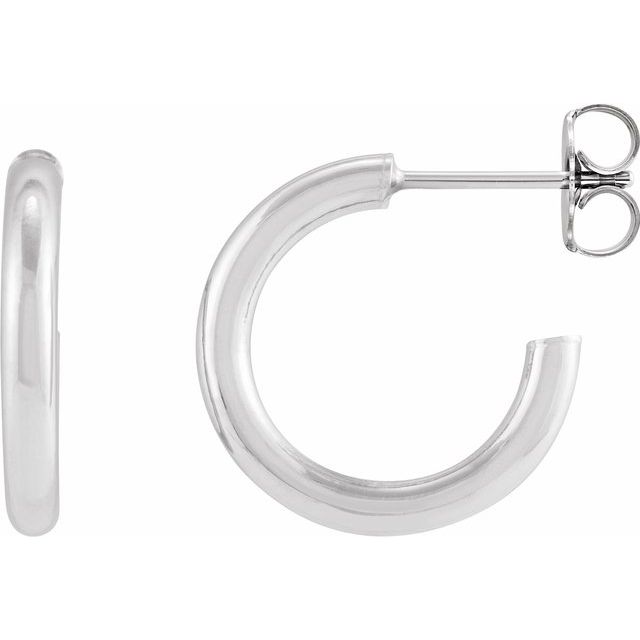Post hoop earrings in 14K gold, overhead angle variant--14K-white-gold variant--13mm variant--Sterling-silver