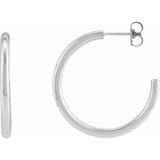 Post hoop earrings side by side comparing gold and silver variant--Sterling-silver variant--30mm