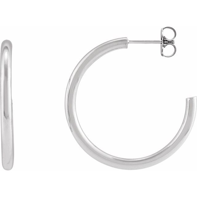Post hoop earrings side by side comparing gold and silver variant--Sterling-silver variant--30mm