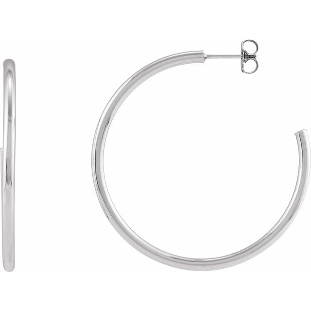 Post hoop earrings styled with other earrings for curated ear variant--14K-white-gold variant--45mm variant--Sterling-silver