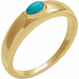 Gemmy dome ring with turquoise cabochon bezel-set in 14K gold variant--Turquoise variant--14K-yellow-gold
