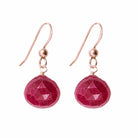 11mm ruby drop earrings in rose gold