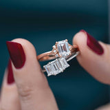 Three-Stone Setting with Emerald-Cut Side Stones