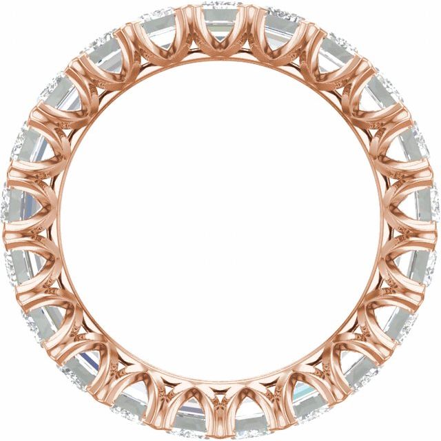 Emerald-cut lab-grown diamond eternity ring, stacked view on hand variant--14K-rose-gold variant--6 variant--6.5 variant--7 variant--7.5 variant--8 variant--8.5