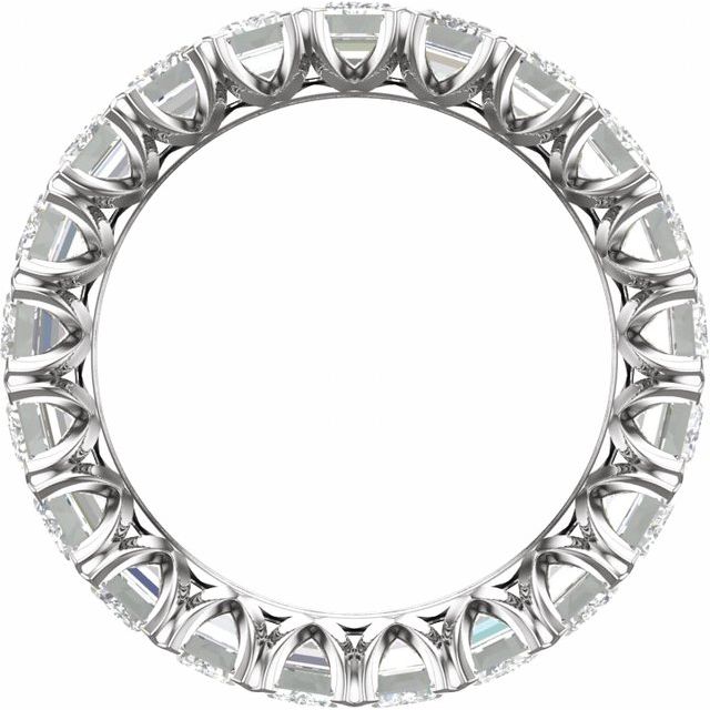 Diamond eternity band in 14K gold on model, emerald-cut stones full circle variant--14K-white-gold variant--6 variant--6.5 variant--7 variant--7.5 variant--8 variant--8.5