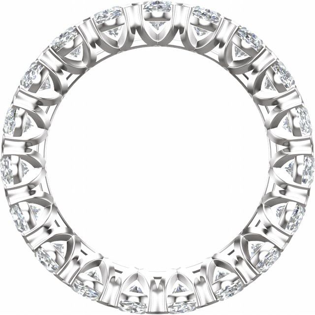 Oval diamond eternity band in 14K white gold, angled view of diamond alignment variant--14K-white-gold variant--6 variant--6.5 variant--7 variant--7.5 variant--8 variant--8.5