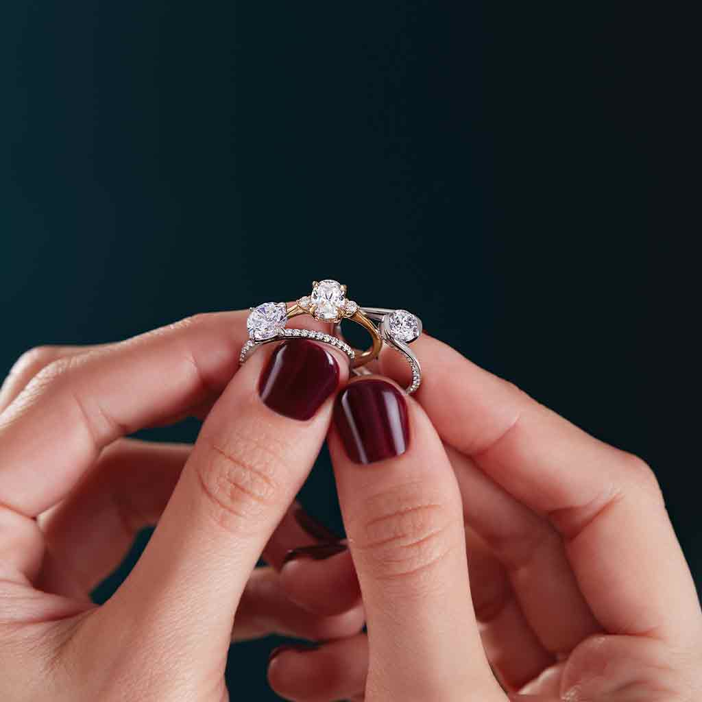 Styled diamond engagement rings