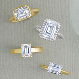 French-set halo engagement ring editorial close-up of French-set diamond surround