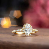 French-set halo engagement ring setting alternate product angle