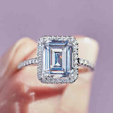 French-set halo engagement ring setting in 14K gold, product view showing halo detail