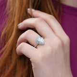 White gold halo engagement ring with lab-grown diamonds