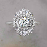 Diamond burst engagement ring setting white gold