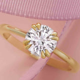 Diamond 14K gold double claw prong solitaire engagement